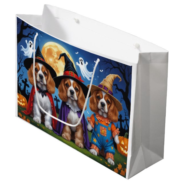 Bolsa De Regalo Grande Cocker Spaniel Dogs Calabaza Halloween Funny (Angulo Anverso)