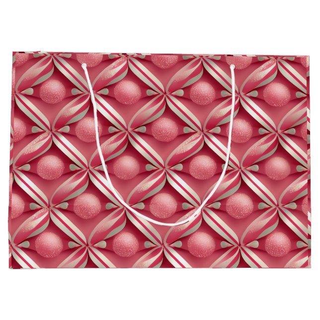 Bolsa De Regalo Grande Colección Candy Lane, Gumballs rosada y canes de c (Reverso)