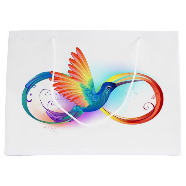Bolsa De Regalo Grande Colibrí arcoiris con símbolo Infinity (Anverso)
