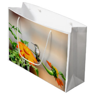 Bolsa De Regalo Grande Colibrí en una planta floreciente