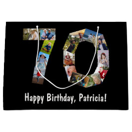 Bolsa De Regalo Grande Collage de cumpleaños número 15 de foto 70 años