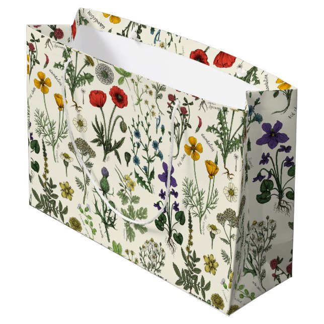 Bolsa De Regalo Grande Collage de flores silvestres (Angulo reverso)