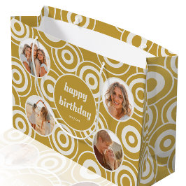 Bolsa De Regalo Grande Collage de fotos de cumpleaños Círculos retro Amar