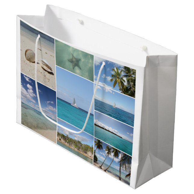 Bolsa De Regalo Grande Collage de fotos del Caribe escénico (Angulo Anverso)