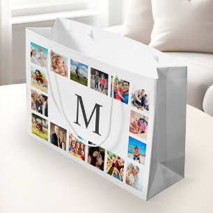 Bolsa De Regalo Grande Collage de fotos familiar personalizado blanco per