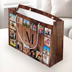 Bolsa De Regalo Grande Collage de fotos familiar personalizado recuperó m
