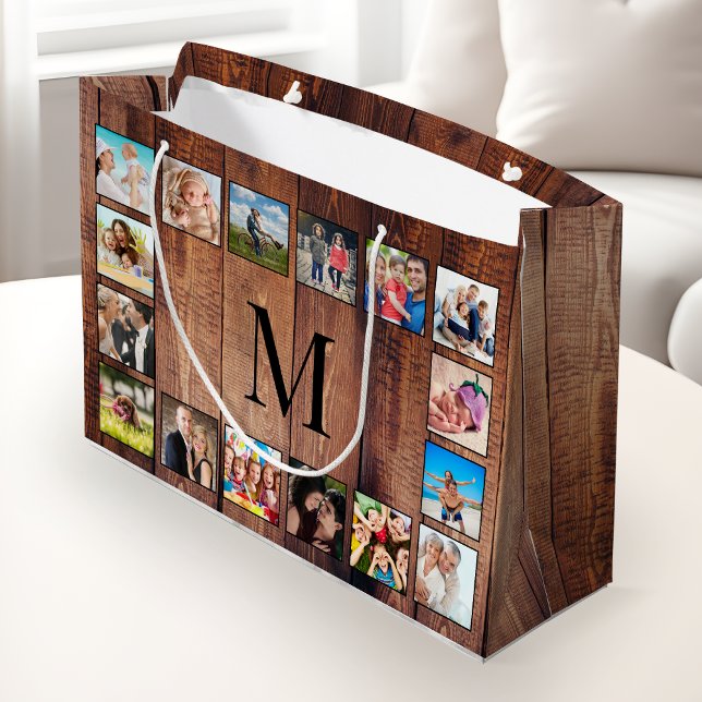 Bolsa De Regalo Grande Collage de fotos familiar personalizado recuperó m (Subido por el creador)