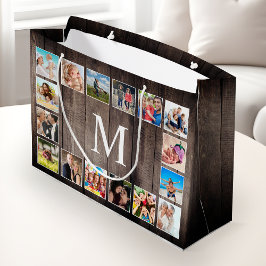 Bolsa De Regalo Grande Collage de fotos personalizado Familia Rustic Farm