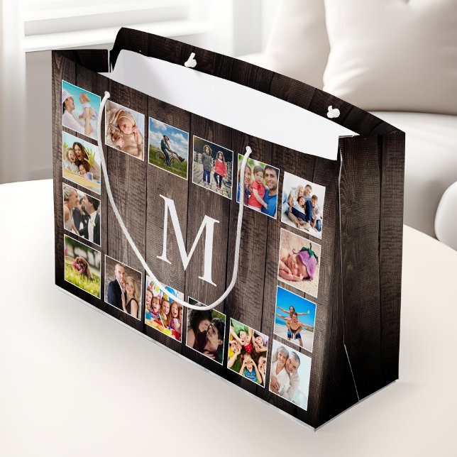 Bolsa De Regalo Grande Collage de fotos personalizado Familia Rustic Farm (Subido por el creador)
