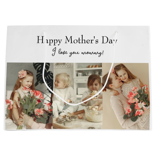 Bolsa De Regalo Grande Collage de fotos y mensaje: regalo personalizado | (Anverso)