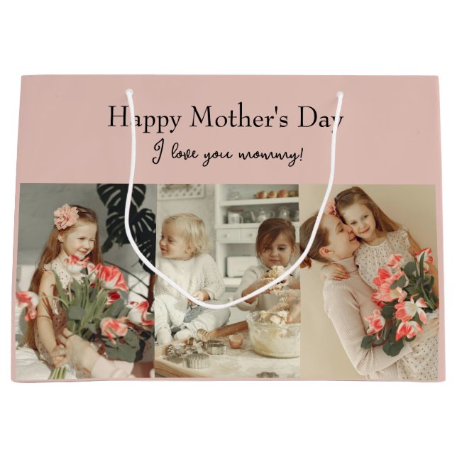 Bolsa De Regalo Grande Collage de fotos y mensaje: regalo personalizado | (Anverso)