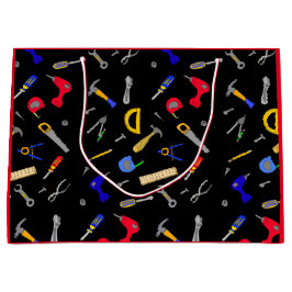 Bolsa De Regalo Grande Collage de herramientas de Happy Birthday Boy