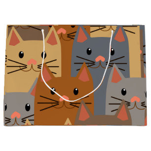 Bolsa De Regalo Grande Collage de la cara de gato colorido de gatos