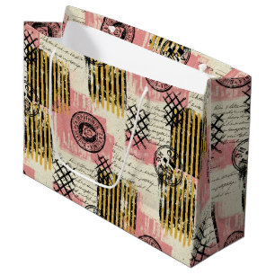 Bolsa De Regalo Grande Collage de Medios Mixtos Vintage - Papel Deteriora