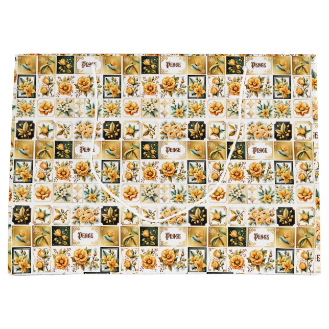 Bolsa De Regalo Grande Collage de navidades en oro (Anverso)