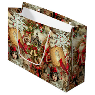 Bolsa De Regalo Grande Collage de Tesoros de Navidad Victorianos