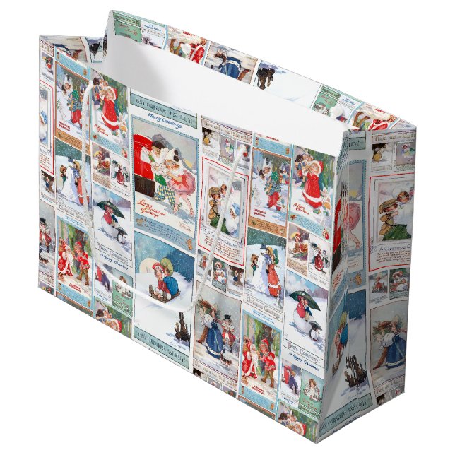 Bolsa De Regalo Grande Collage festivo de Navidades de Invierno (Angulo Anverso)