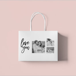 Bolsa De Regalo Grande Collage moderno Couple Photo & Love You Beauty Gif