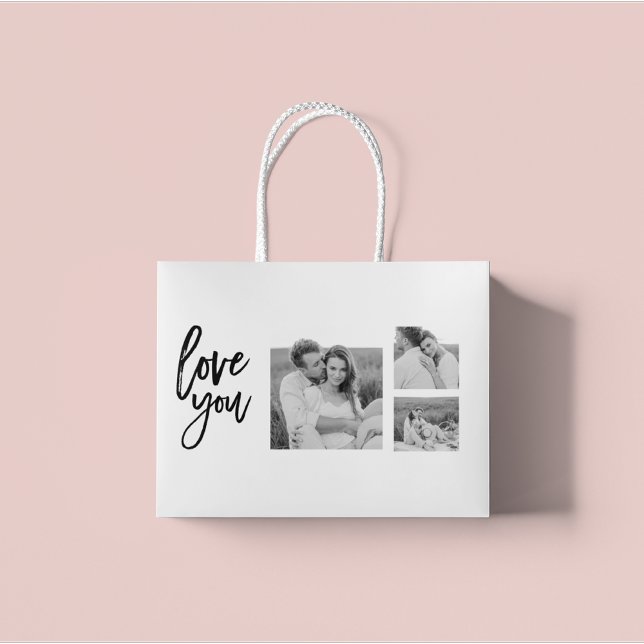 Bolsa De Regalo Grande Collage moderno Couple Photo & Love You Beauty Gif (Subido por el creador)