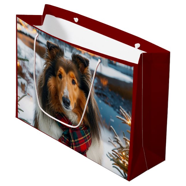 Bolsa De Regalo Grande Collie Holiday  (Angulo Anverso)