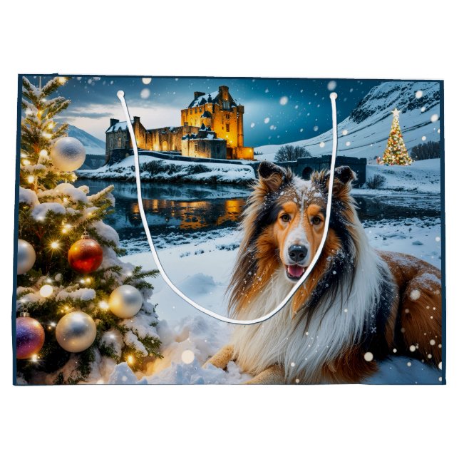 Bolsa De Regalo Grande Collie Holiday  (Reverso)