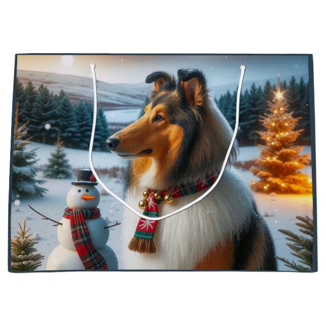 Bolsa De Regalo Grande Collie Holiday  (Anverso)