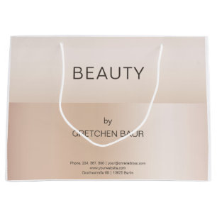 Bolsa De Regalo Grande Color moderno de piel beige mínimo