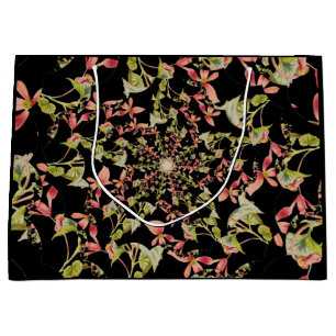 Bolsa De Regalo Grande Color negro verde rosa negro Begonia arte fractal