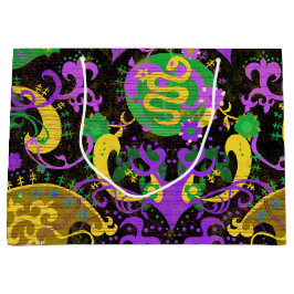 Bolsa De Regalo Grande Colores de Mardi Gras Damask Dragon, mariposa, ser