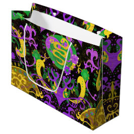 Bolsa De Regalo Grande Colores de Mardi Gras Damask Dragon, mariposa, ser