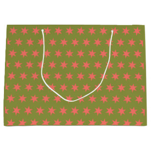 Bolsa De Regalo Grande Colores de moda de patrón de estrellas Coral Verde