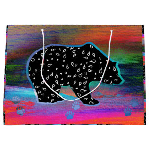 Bolsa De Regalo Grande Colores del Espíritu del Oso Negro Luz del Norte