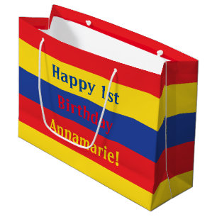 Bolsa De Regalo Grande Colores primarios Rojo Amarillo Azul primer Fiesta