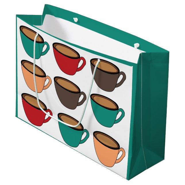 Bolsa De Regalo Grande Colorful Coffee Cup Pattern (Angulo Anverso)