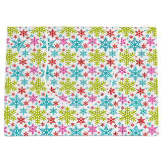 Bolsa De Regalo Grande Colorful Retro Snowflakes Christmas