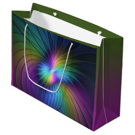 Bolsa De Regalo Grande Colorido Con Azul Moderno Resumen Arte Fractal