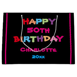 Bolsa De Regalo Grande Colorido Divertido Nombre Personalizado Año Fecha 