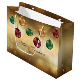 Bolsa De Regalo Grande Coloridos Navidades Baubles Con Texto Personalizad