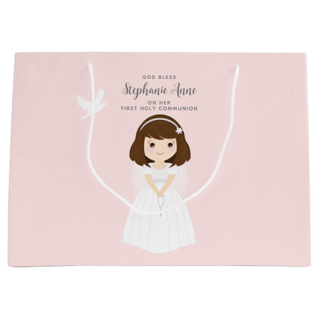 Bolsa De Regalo Grande Communion Dove Brunette Chica (Anverso)