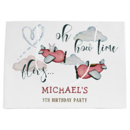 Bolsa De Regalo Grande Cómo el tiempo vuela el niño del avión retro