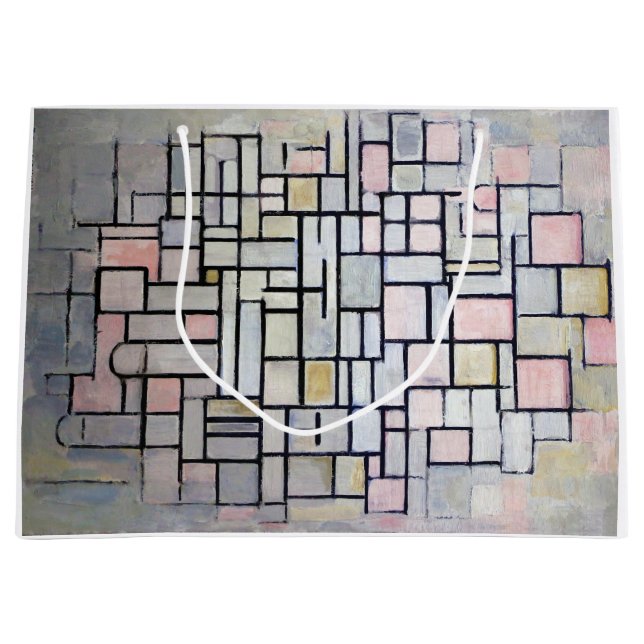 Bolsa De Regalo Grande Composición Pink y Gris, Mondrian (Anverso)
