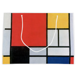 Bolsa De Regalo Grande Composición rojo, amarillo, azul, negro, mondriano