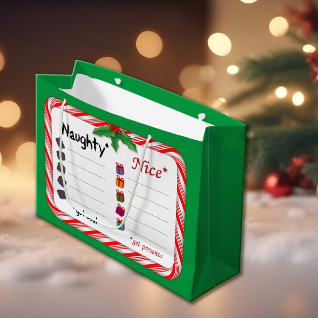 Bolsa De Regalo Grande Compra para traviesos o buenos  (Naughty and Nice List Large Gift Bag. The Naughty get coal. Nice ones get presents. )