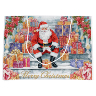 Bolsa De Regalo Grande Compras Papá Noel Feliz Navidad