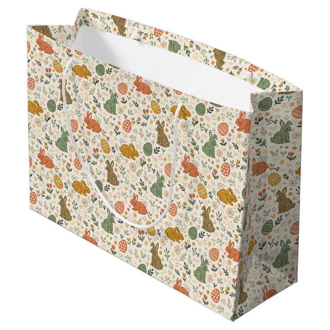 Bolsa de regalo grande con conejitos de primavera  (Angulo reverso)