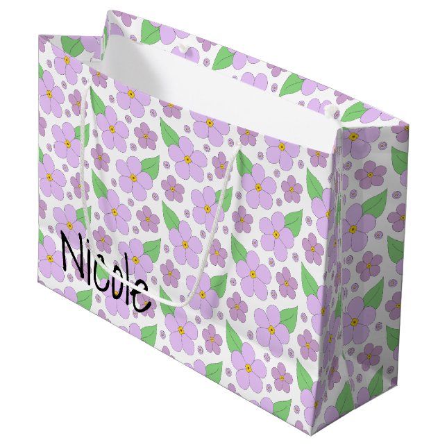 Bolsa de Regalo Grande con Flores Lilac (Angulo Anverso)