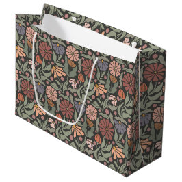 Bolsa de regalo grande con flores retro de época