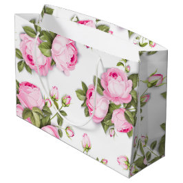 Bolsa de regalo grande con flores rosadas