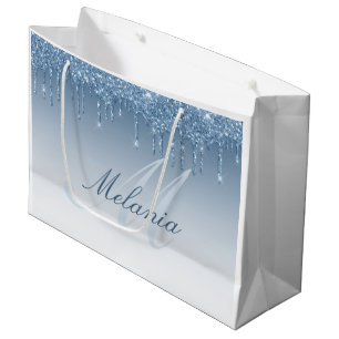 bolsa de regalo grande con monograma de purpurina