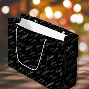 Bolsa de regalo grande con patrón Celebration Silv